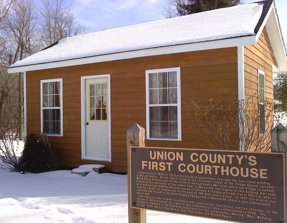 Union County's first courthouse. Milford Center, OH