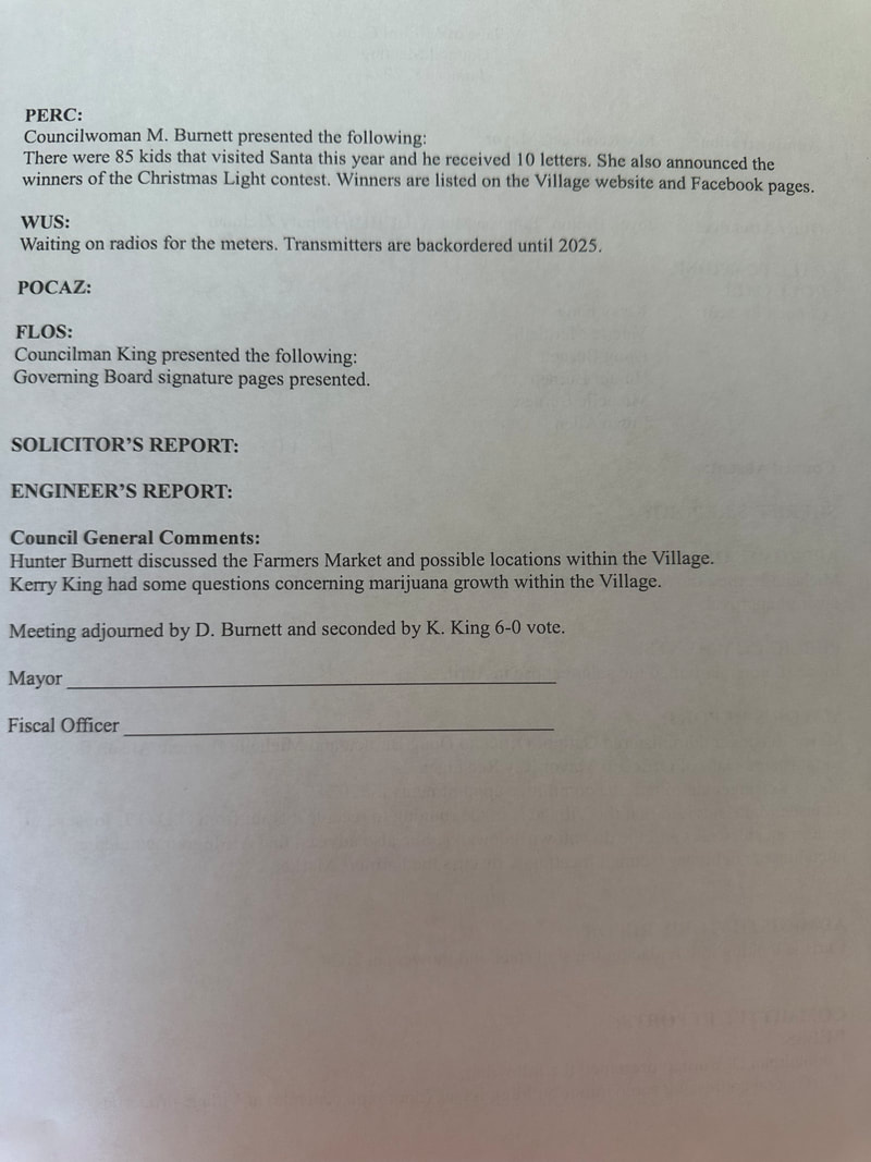 Village of Milford Center Council Minutes